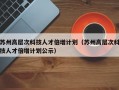 苏州高层次科技人才倍增计划（苏州高层次科技人才倍增计划公示）