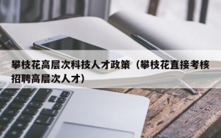 攀枝花高层次科技人才政策（攀枝花直接考核招聘高层次人才）