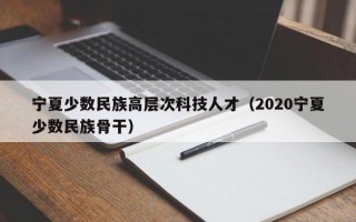宁夏少数民族高层次科技人才（2020宁夏少数民族骨干）