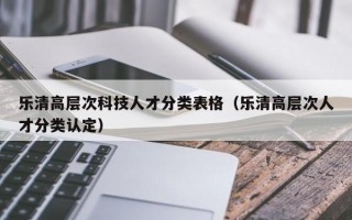 乐清高层次科技人才分类表格（乐清高层次人才分类认定）