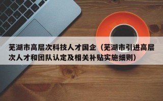 芜湖市高层次科技人才国企（芜湖市引进高层次人才和团队认定及相关补贴实施细则）