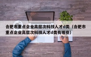 合肥市重点企业高层次科技人才d类（合肥市重点企业高层次科技人才d类有哪些）