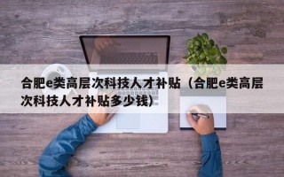 合肥e类高层次科技人才补贴（合肥e类高层次科技人才补贴多少钱）